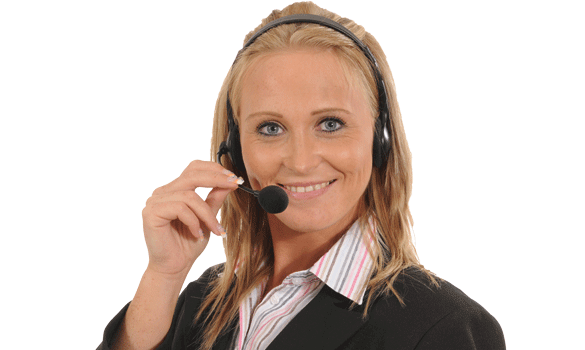 Smiling woman with a phone headset