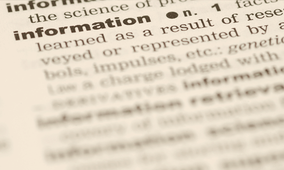 The word “information” and its definition in a page of the dictionary