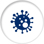 Blue icon of an algae molecule
