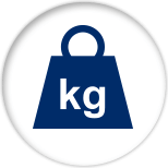 Blue iron weight with the letters “kg” in the middle