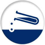 Blue icon of a blue substance being poured out of a test tube