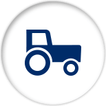 Blue icon of a tractor